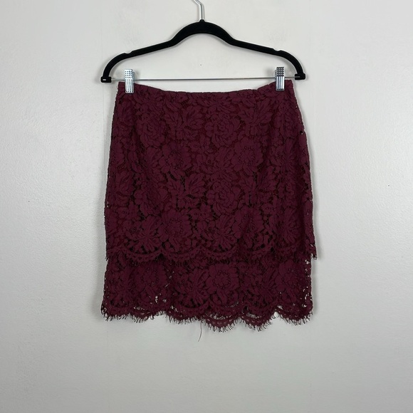 Lulus Live For The Night Womens L Tiered Lace Skirt Top Set Lined Cap Sleeve - Picture 7 of 12